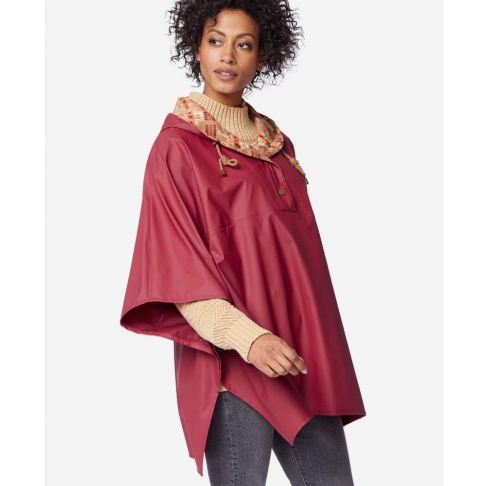 NEW PENDLETON Hooded Red Rain Poncho | One Size